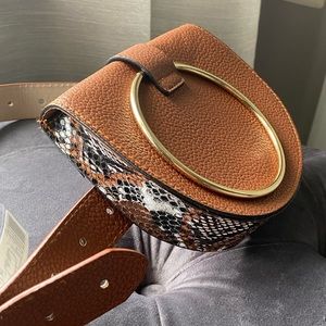 Cognac Leather belted purse